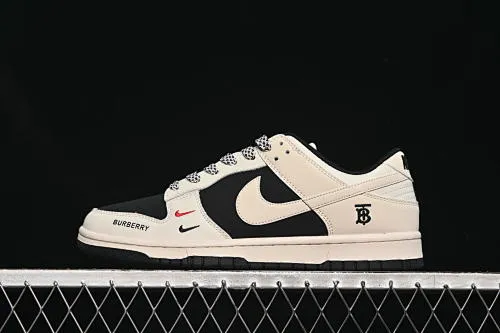 All categories Nk SB Dunk Series Nk SB Dunk Low High-end customized low-top sneakers Nike SB Dunk Low Burberry co-branded white and black small double hook Anniversary high-end customized low-top casual sneakers CS5288-117